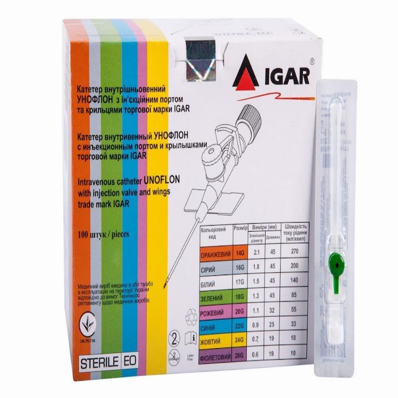 Катетери внутрішньовенні УНОФЛОН ТМ IGAR 24G